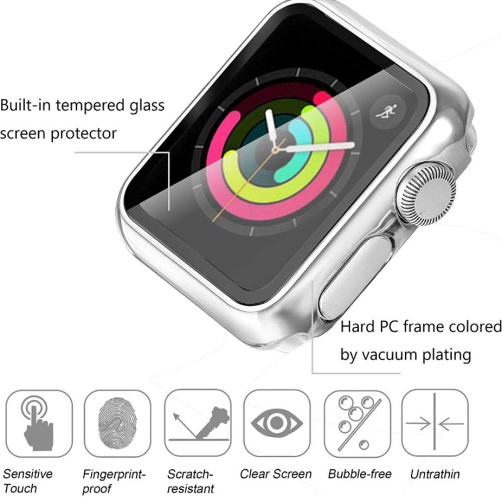 38mm Case Apple Watch Band with Built in Tempered Glass Screen Protector